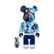 Bearbrick x BAPE Baby Milo Camo Shark 100% & 400% Set Blue