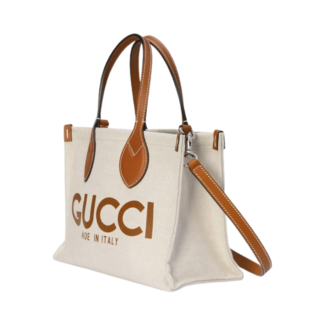 구찌 미니 토트백 프린트 코튼 리넨 캔버스 베이지 라이트 브라운(Gucci Mini Tote Bag with Gucci Print Beige Light Brown) - 2