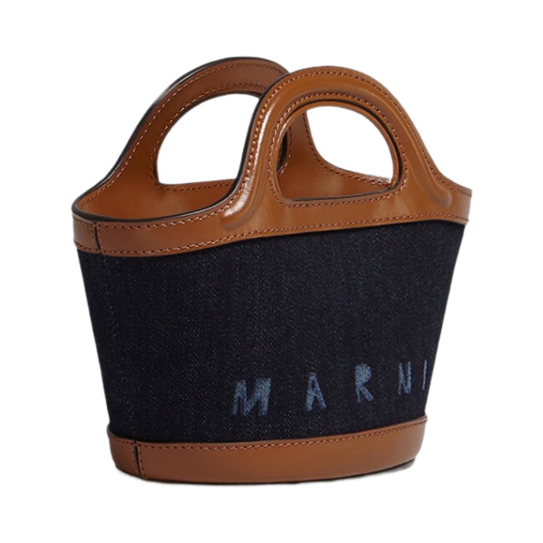 마르니 데님 앤 레더 트로피칼리아 마이크로 베스킷 토트백 블루블랙 모카(Marni Denim and Leather Tropicalia Micro Basket Tote Bag Blublack Moca) - 2