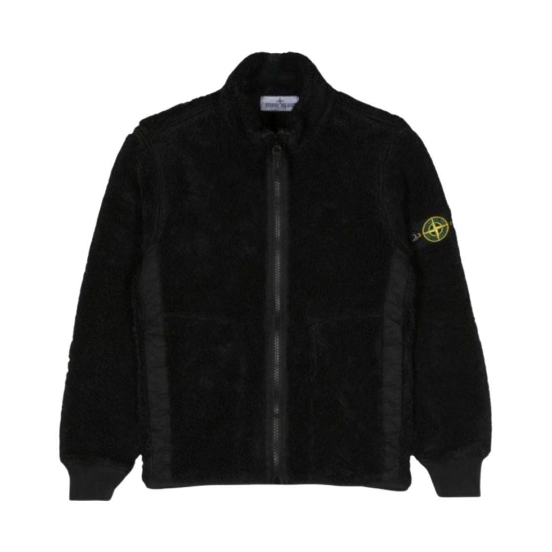791661745-V0029 (Kids) Stone Island 61745 Garment Dyed Cotton Polyester Terry Blouson Track Top Sweatshirt Black - 23FW