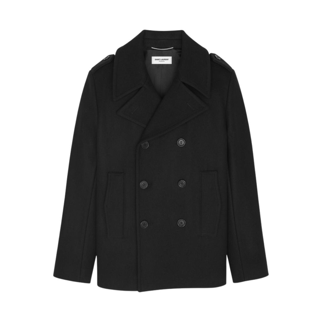생로랑 울 더블 브레스트 피코트 블랙(Saint Laurent Double Breasted Peacoat in Wool Black) - 1