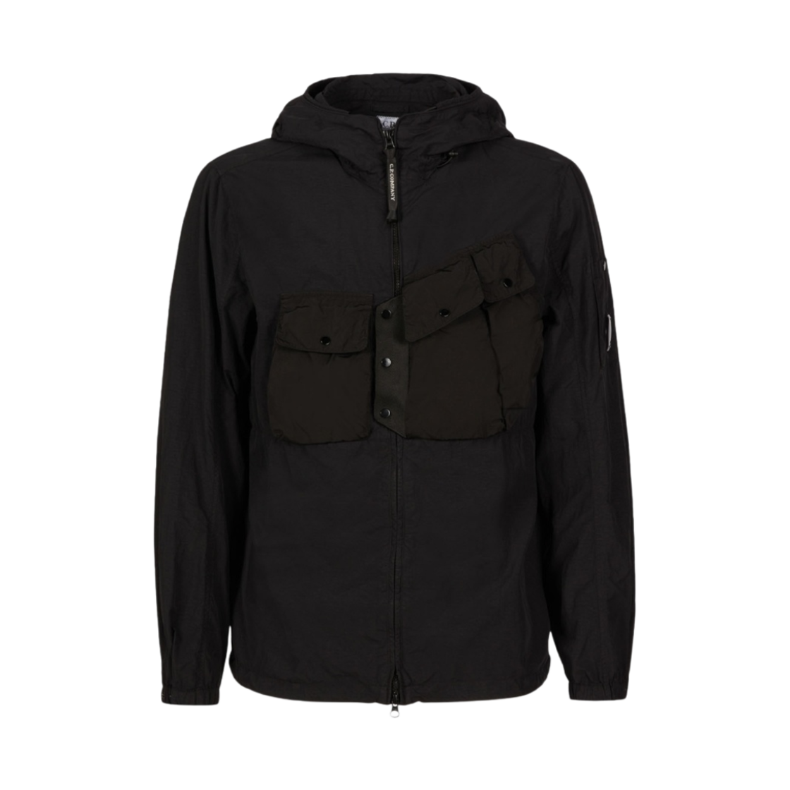 12CMOS106A005991M999 C.P. Company Flatt Nylon Mixed Hooded Overshirt Black - 22SS - 대표 이미지 #1