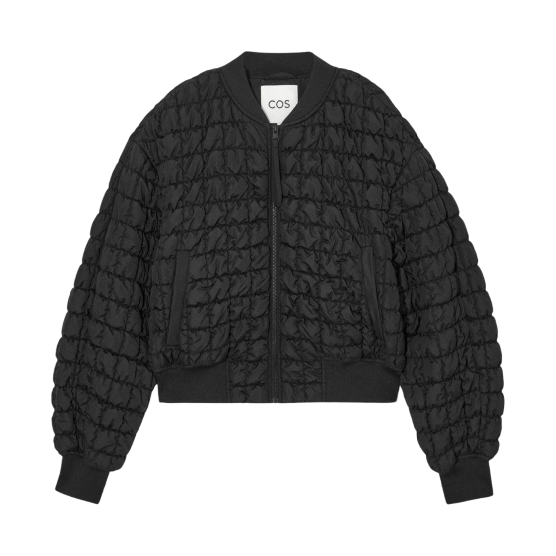 (W) 코스 퀼티드 봄버 자켓 블랙((W) COS Quilted Bomber Jacket Black) - 1