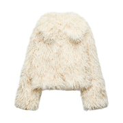 (W) Zara Faux Fur Jacket Ecru
