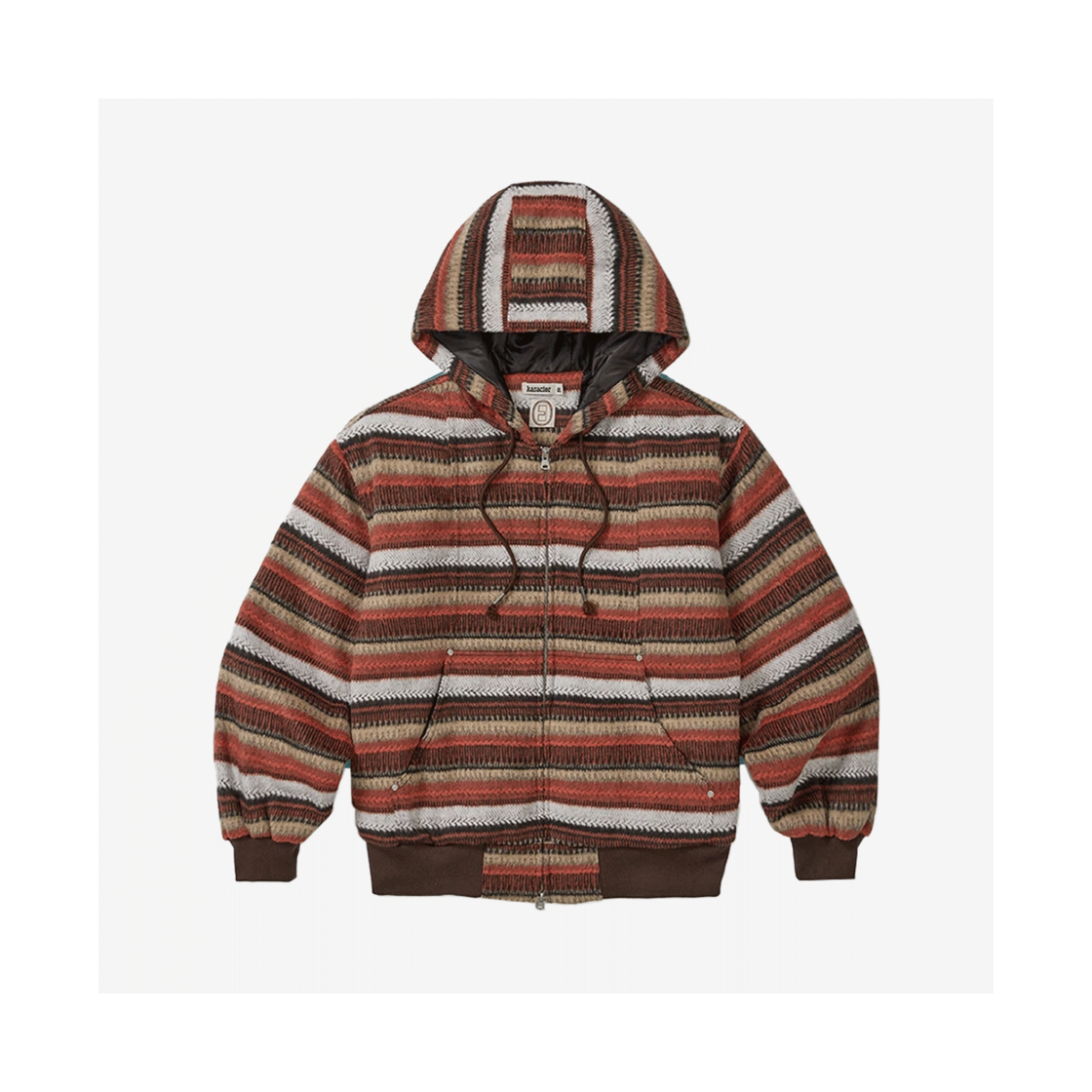 KAT9232 Karactor Wool Fleece Hooded Zip-Up Jacket Orange Brown