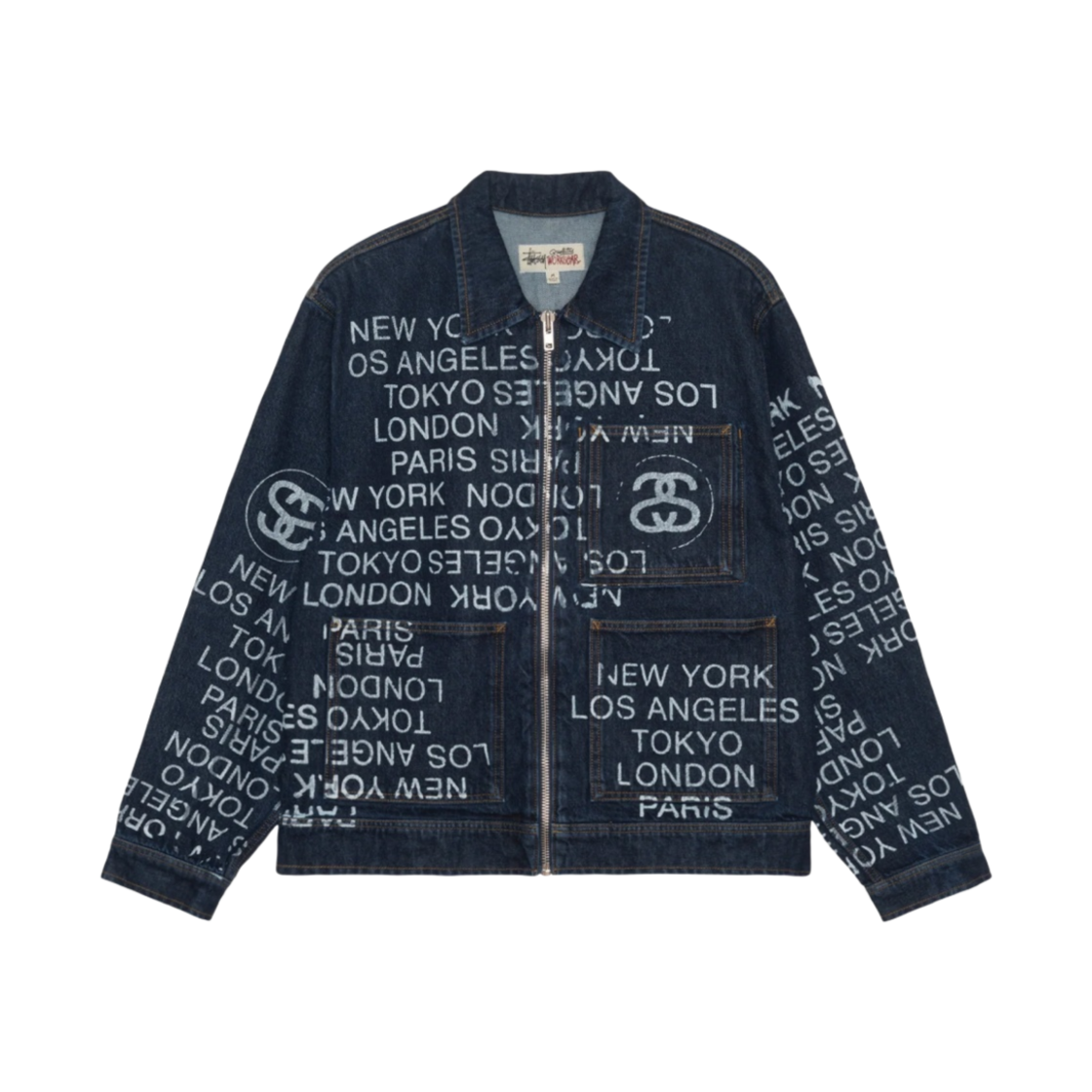 스투시 집 워크 자켓 시티 링크 데님 원 워시(Stussy Zip Work Jacket City Link Denim One Wash)