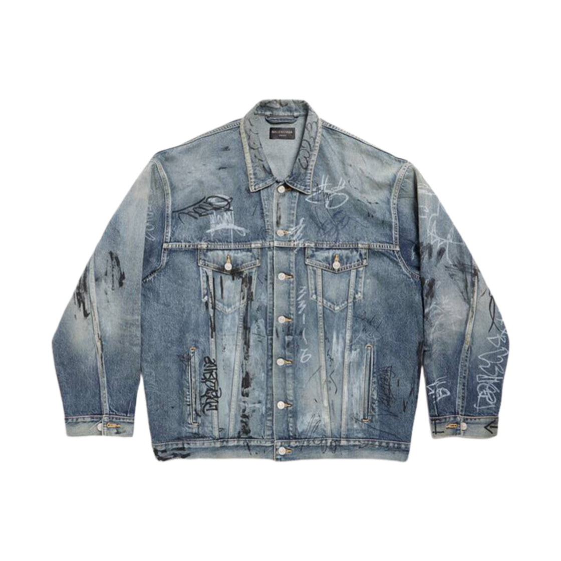 발렌시아가 그래피티 오버사이즈 자켓 라이트 블루(Balenciaga Graffiti Oversized Jacket Light Blue) - 1