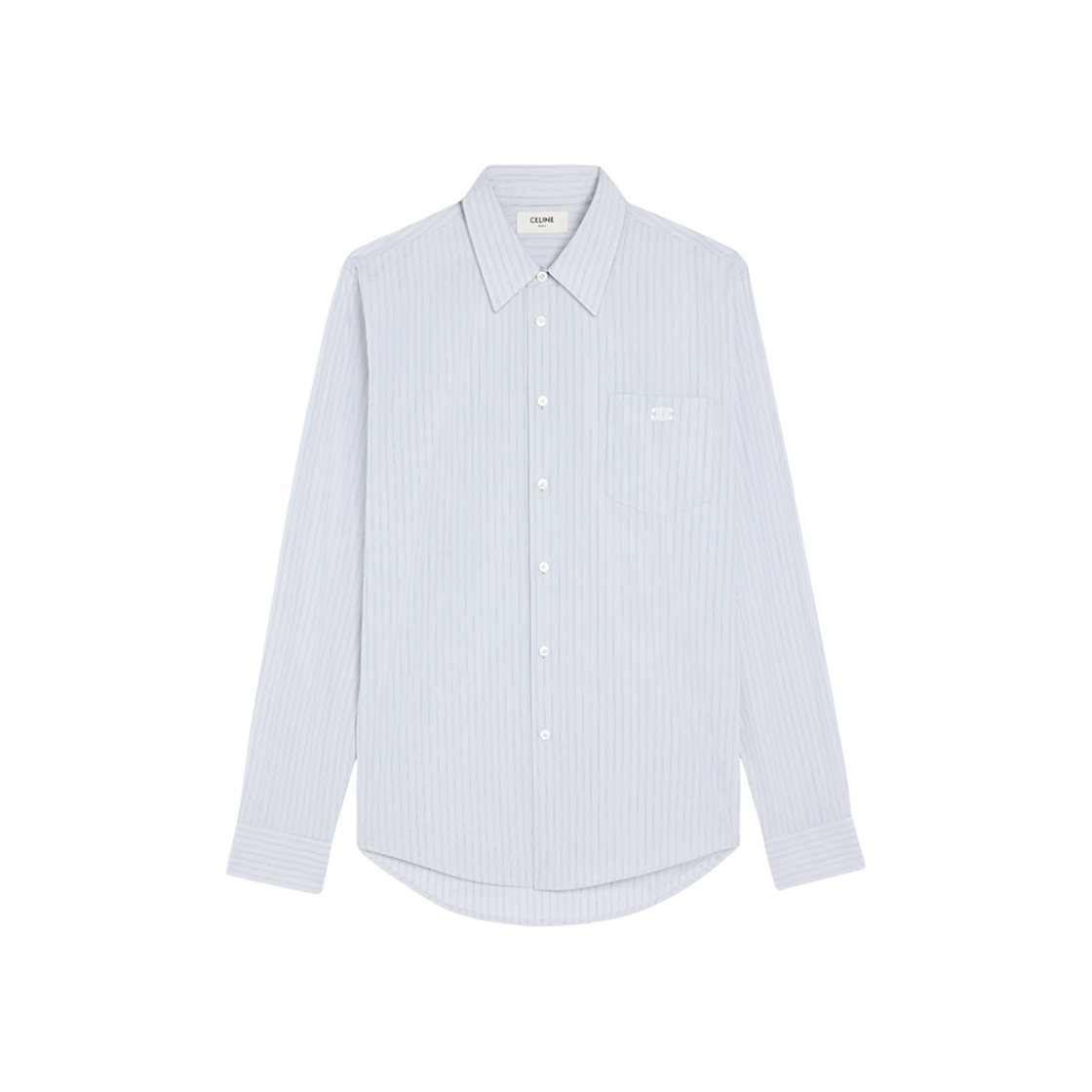 2C982841W-98CZ Celine Loose Shirt in Striped Cotton Poplin Chalk Pearls