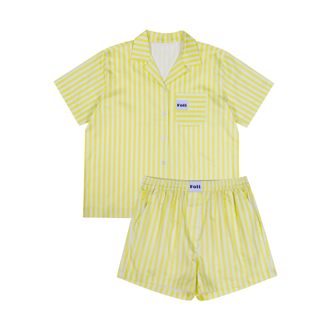 폴리 유니섹스 반팔/반바지 파자마세트 레몬 샴페인(Foli Unisex Half PJ Set Lemon Champagne)