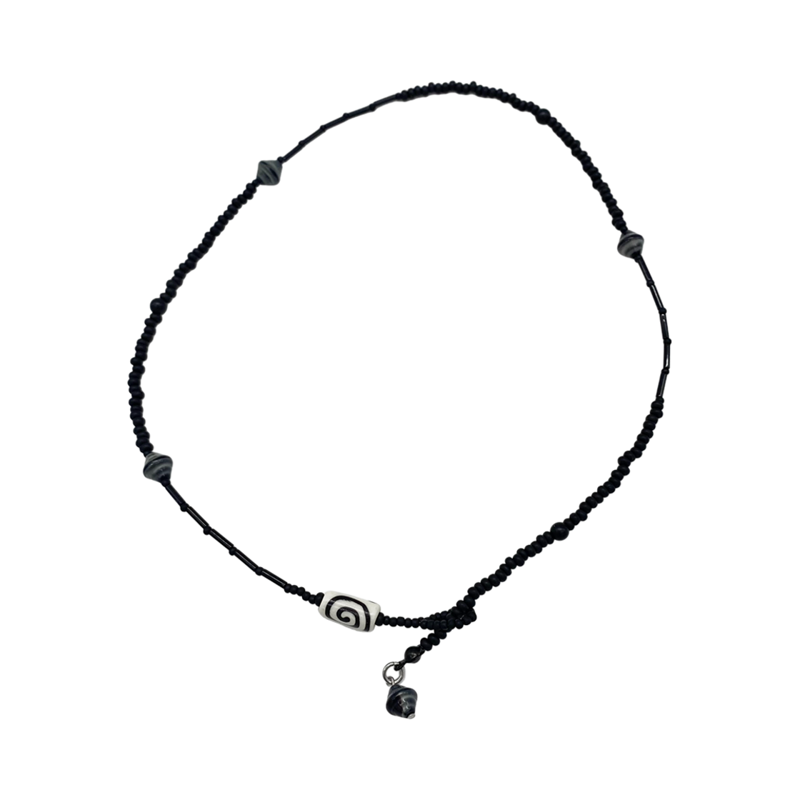 SLN513_01 SANLI Vortex Spiral Necklace Black