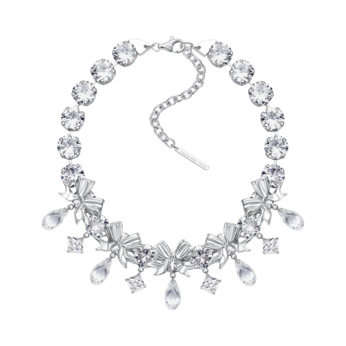 - (W) Yvmin x Shushu/Tong Bow Knot Crystal Chain Necklace SIlver