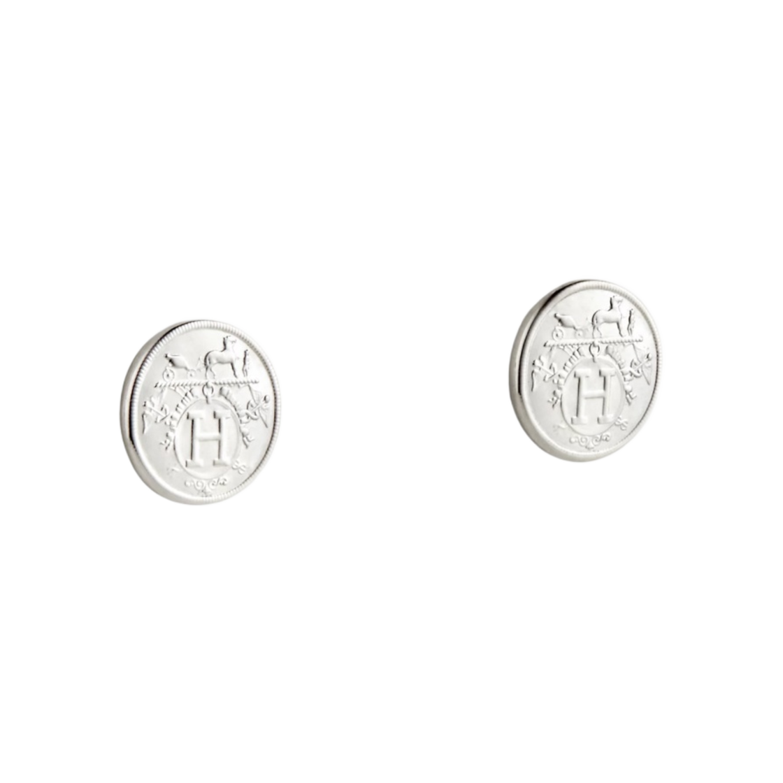 H120542B00 (W) Hermes Very Small Ex-Libris Earrings Sterling Silver
