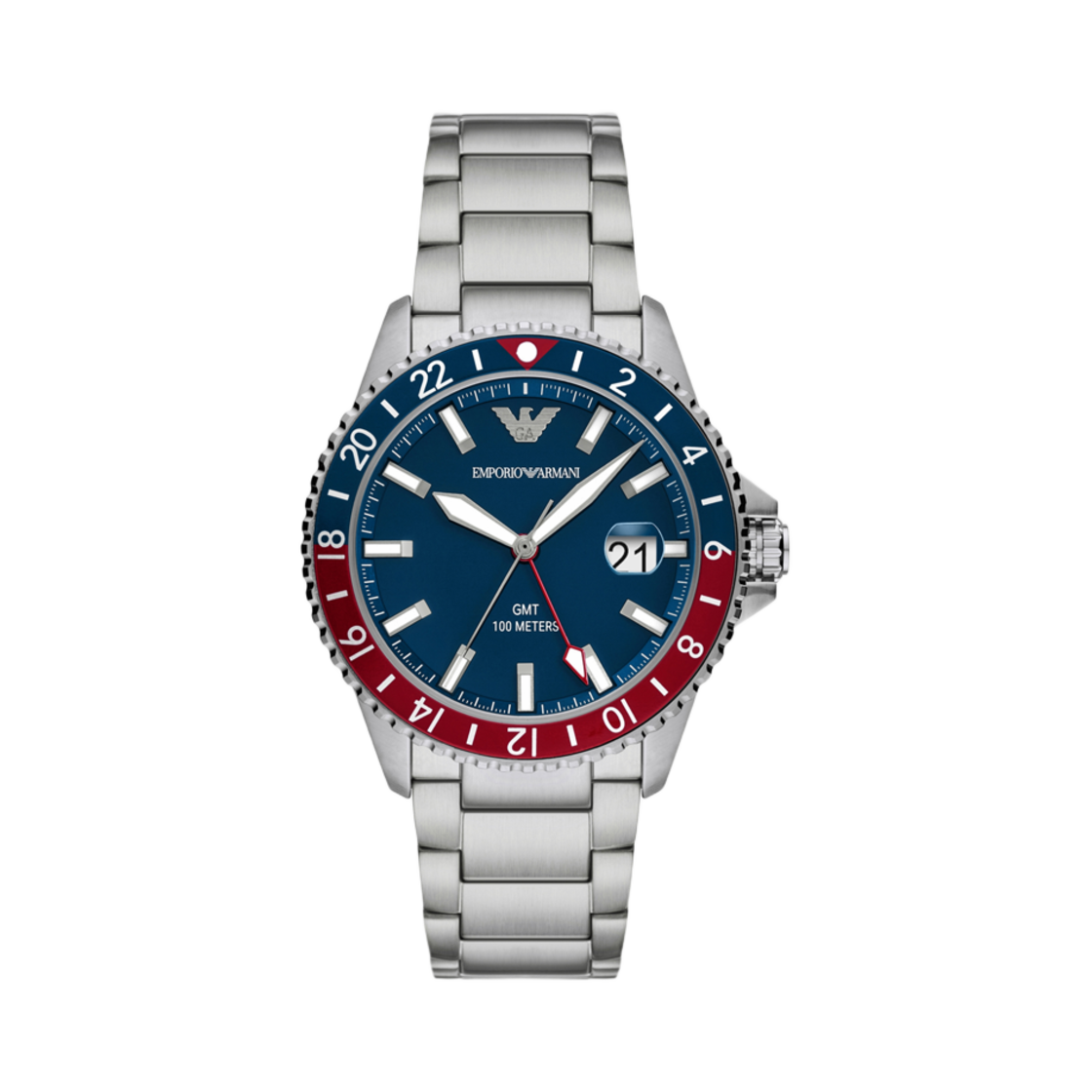 엠포리오 아르마니 GMT 듀얼 타임 42mm 스테인리스 블루 실버(Emporio Armani GMT Dual Time 42mm Stainless Steel Blue Silver) - 1