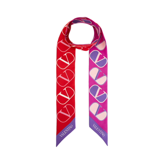 (W) Valentino Vlogo Silk Bandeau Scarf Red