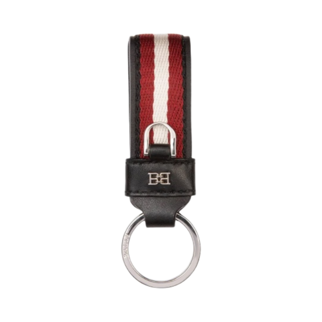 6301478 Bally Baronn Fabric and Leather Key Holder Red Bone Black
