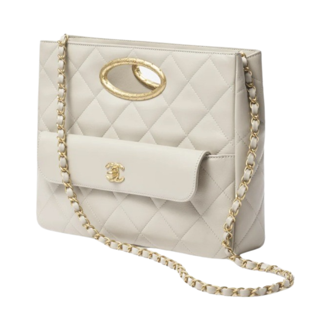 샤넬 스몰 쇼핑백 램스킨 & 골드 메탈 라이트 그레이(Chanel Small Shopping Bag Lambskin & Gold Light Grey) - 2