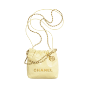 Chanel 22 Mini Handbag Shiny Calfskin & Gold Light Yellow