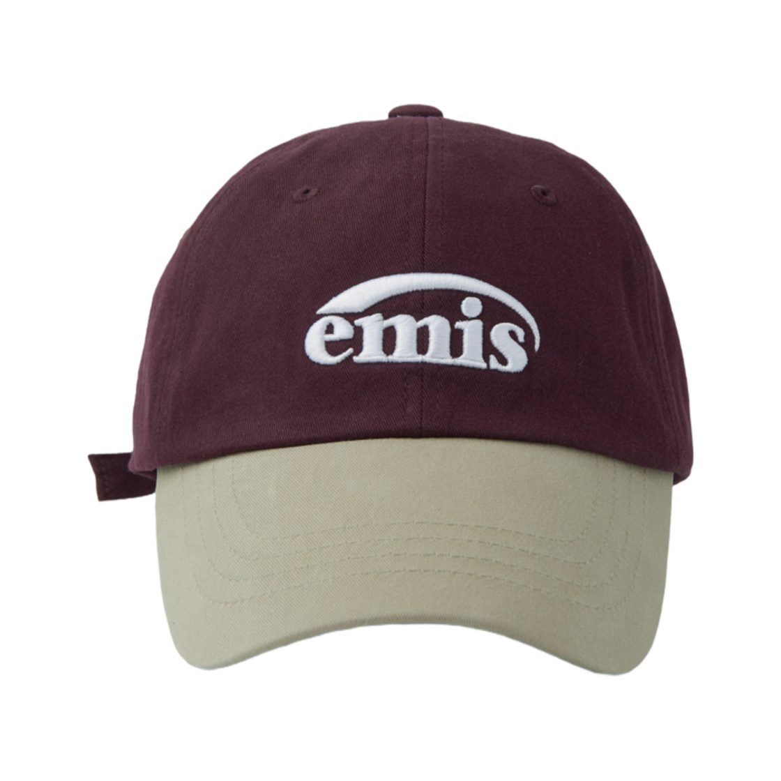 이미스 뉴 로고 믹스 볼캡 베이지 와인(Emis New Logo Mix Ball Cap Beige Wine)