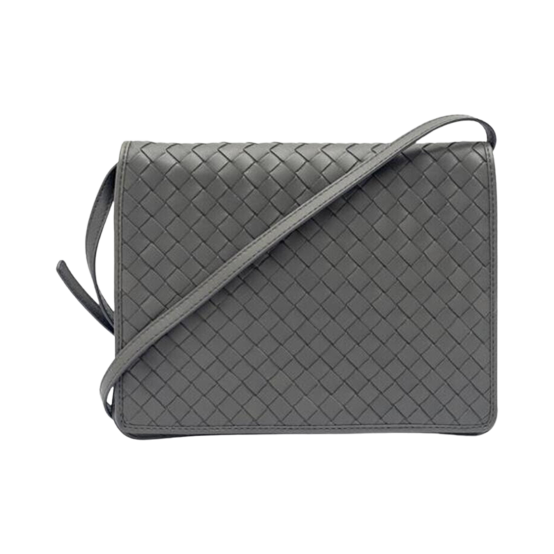 570183V00168582 Bottega Veneta Intrecciato Crossbody Bag Light Grey