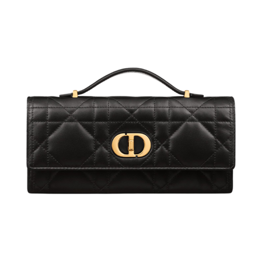 Dior Miss Caro Top Handle Pouch Macrocannage Lambskin Black