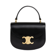 Celine Mini Besace Clea in Shiny Calfskin Black