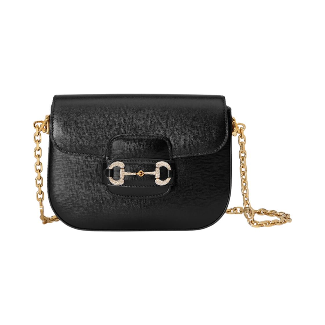 675801-AACSV-1155 Gucci Horsebit 1955 Mini Shoulder Bag Black Leather