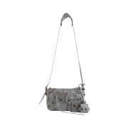 Balenciaga Arena Lambskin Aged Silver Hardware Le Cagole Metallic XS Flap Bag Silver