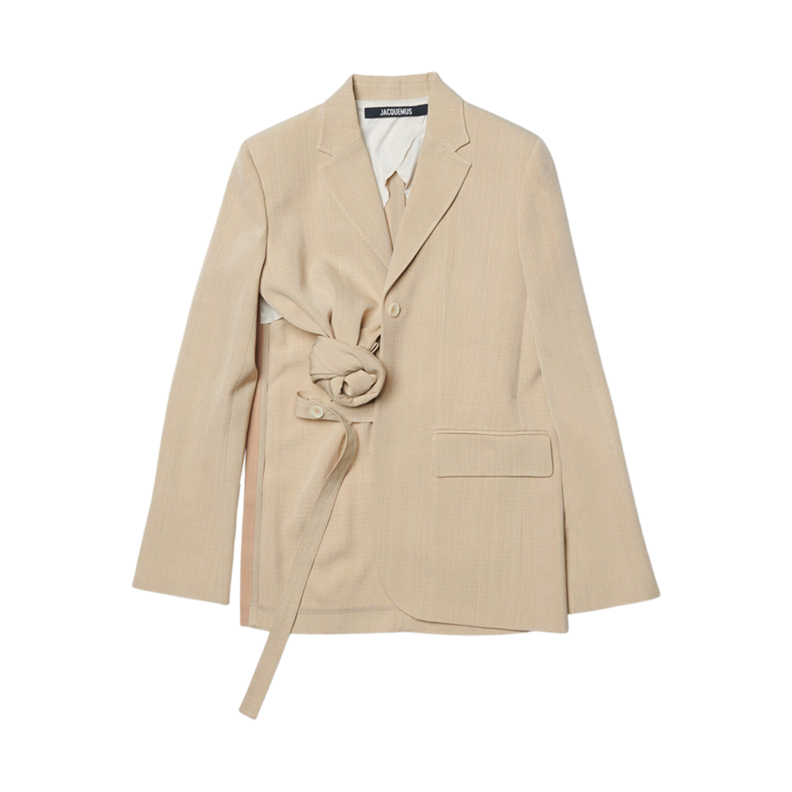 (W) 자크뮈스 라 베스트 바칼라 노티드 블레이저 다크 베이지((W) Jacquemus La Veste Baccala Knotted Blazer Dark Beige) - 1