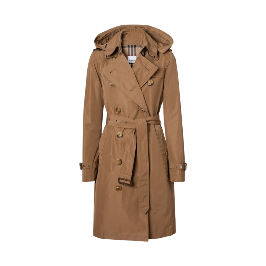 (W) 버버리 디테처블 후드 타페타 켄싱턴 트렌치 코트 카멜((W) Burberry Detachable Hood Taffeta Kensington Trench Coat Camel) - 1