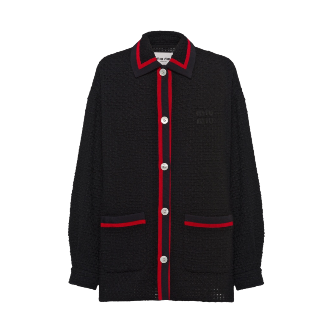 (W) 미우 미우 트위드 블루종 자켓 블랙((W) Miu Miu Tweed Blouson Jacket Black) - 1