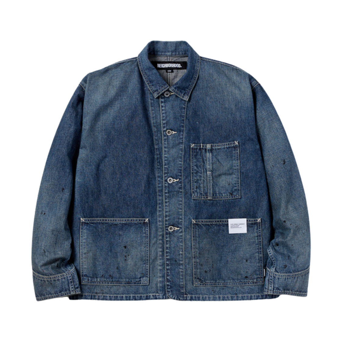 241XBNH-JKM04 Neighborhood Washed Short Coverall Jacket Indigo