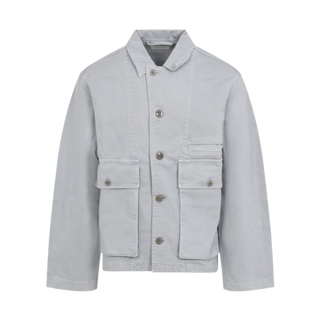 OW306-LD1036-BK948 Lemaire Garment Dyed Snow Heavy Denim Boxy Jacket Snowy Blue Grey