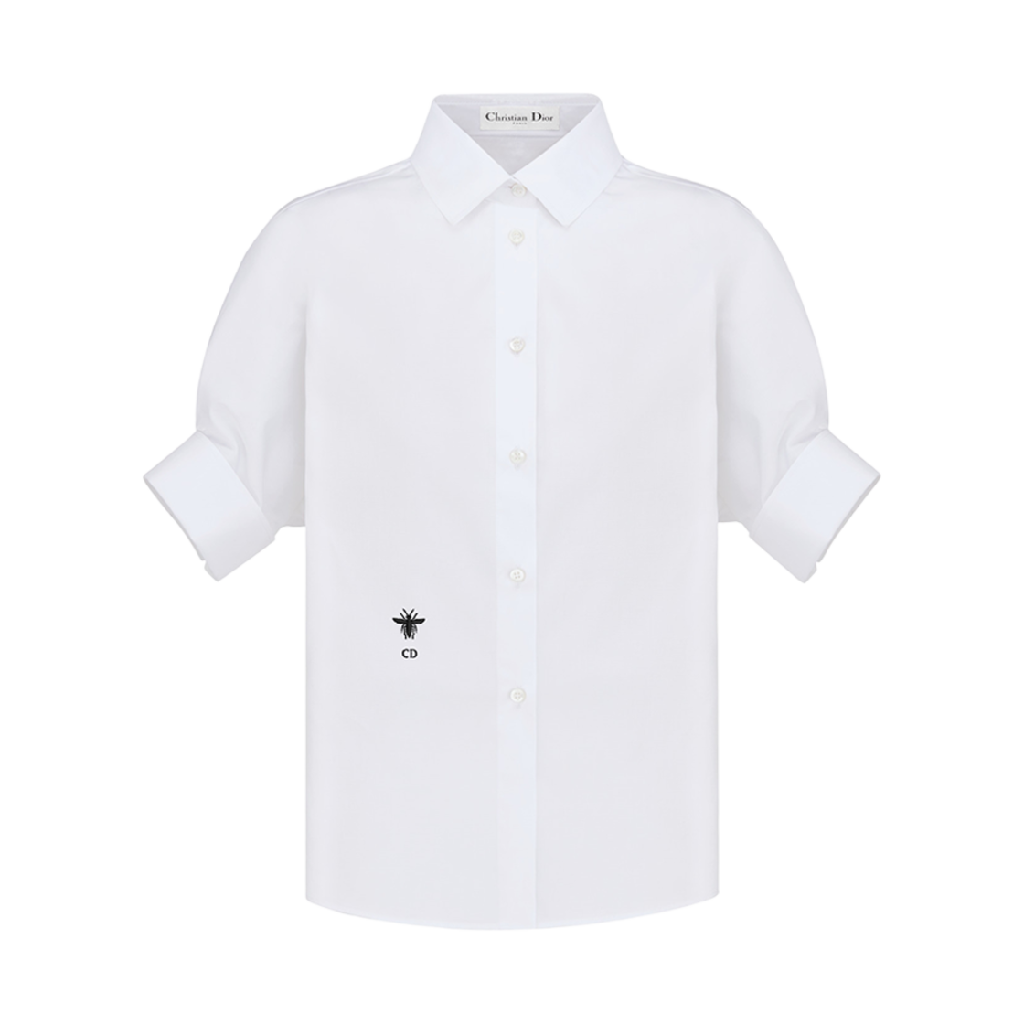 (W) 디올 블라우스 퍼프 슬리브 화이트 포플린((W) Dior Blouse With Puff Sleeves White Poplin) - 1