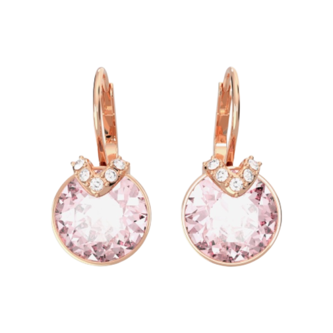 (W) 스와로브스키 벨라 V 드롭 이어링 핑크 로즈 골드 플래팅((W) Swarovski Bella V Drop Earrings Pink Rose Gold Plated) - 2