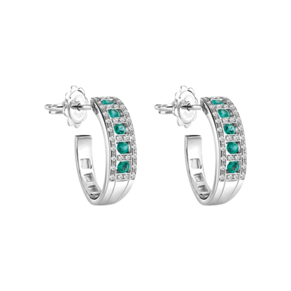 다미아니 벨에포크 다이아몬드 에메랄드 이어링 화이트 골드(Damiani Belle Epoque Diamonds Emeralds Earrings White Gold)