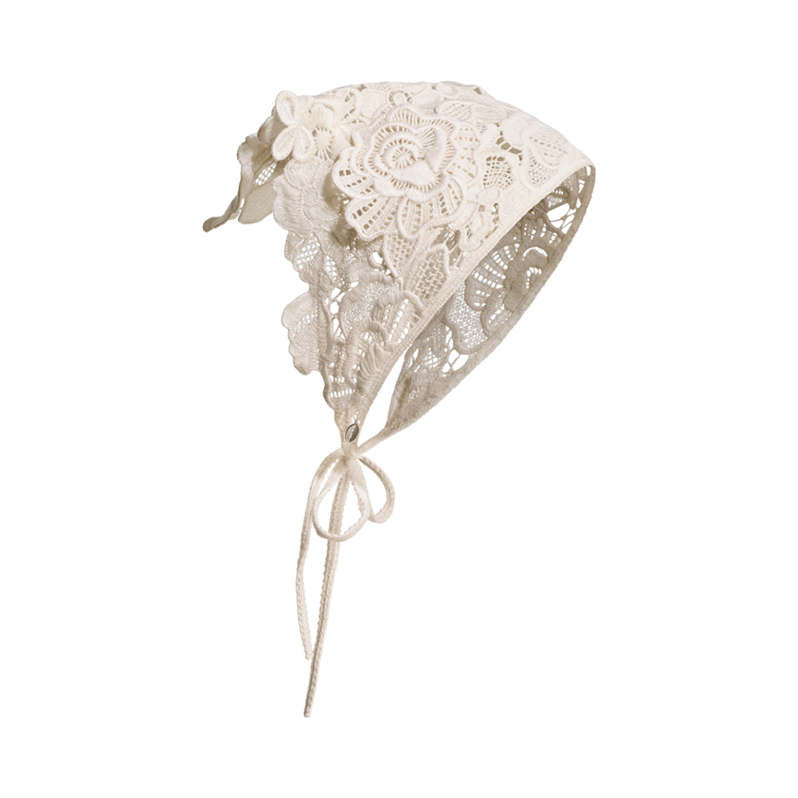 (W) 에이치앤엠 x 막다 부트림 플로럴 아플리케 레이스 트라이앵글 스카프 크림((W) H&M x Magda Butrym Floral Applique Lace Triangle Scarf Cream)