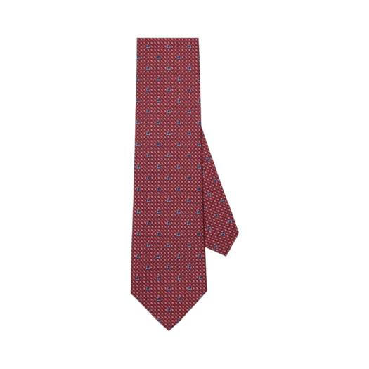 Ferragamo Gancini Print Silk Tie Blue Red