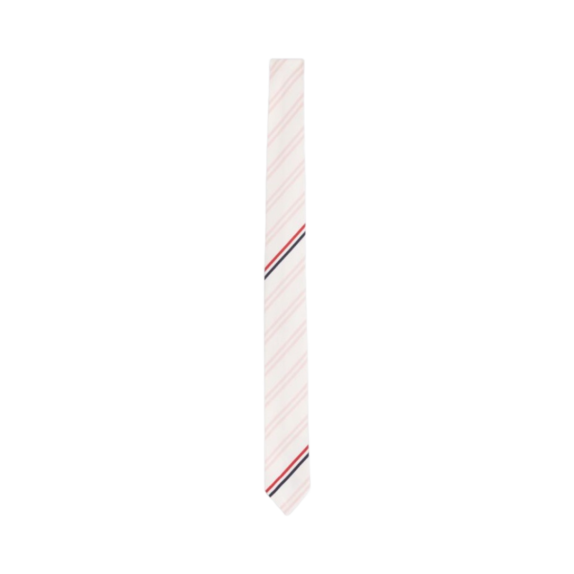 톰브라운 스트라이프 실크 코튼 자카드 클래식 타이 라이트 핑크(Thom Browne Striped Silk Cotton Jaquard Classic Tie Light Pink) - 1