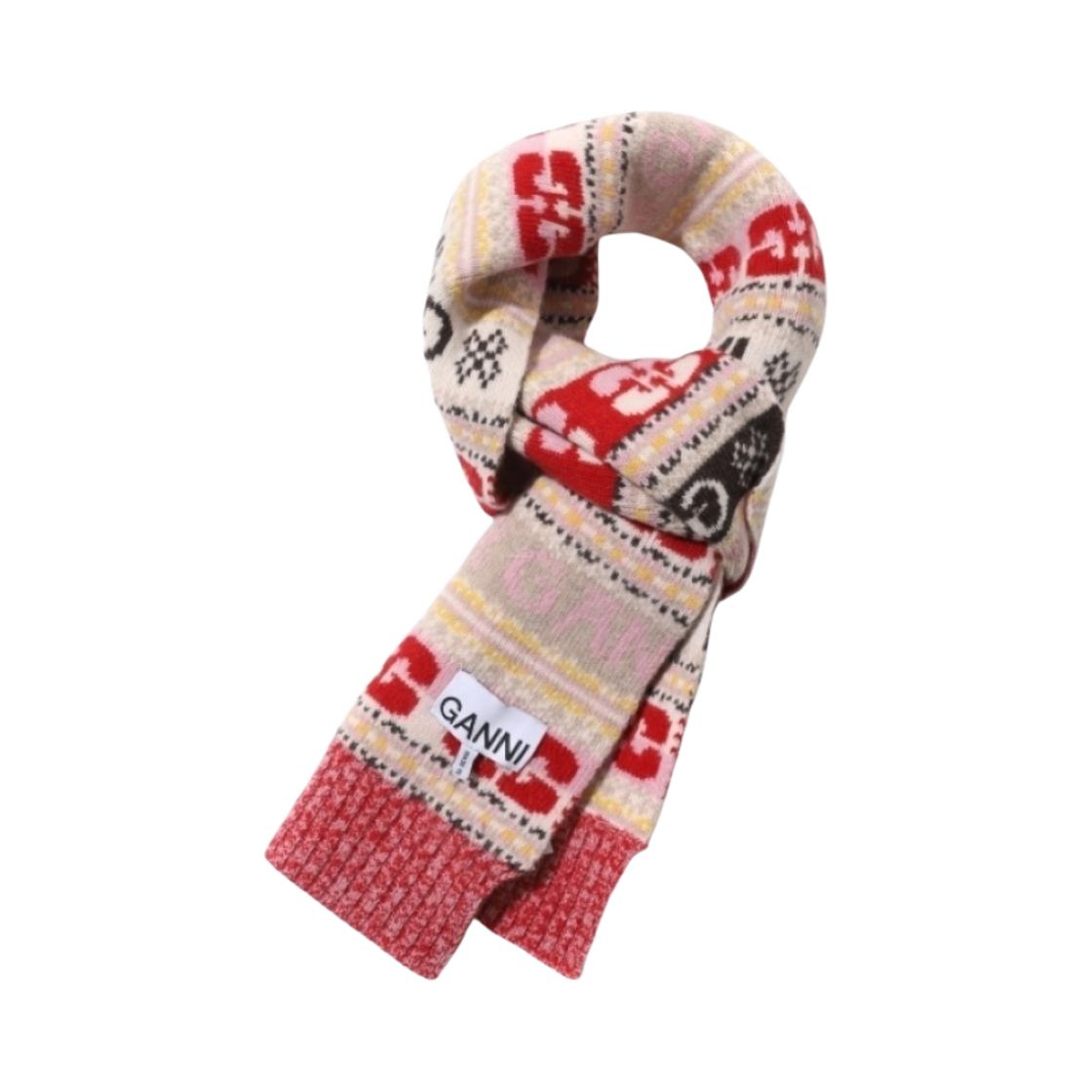 A4988-999 Ganni Graphic Wool Muffler Multicolour
