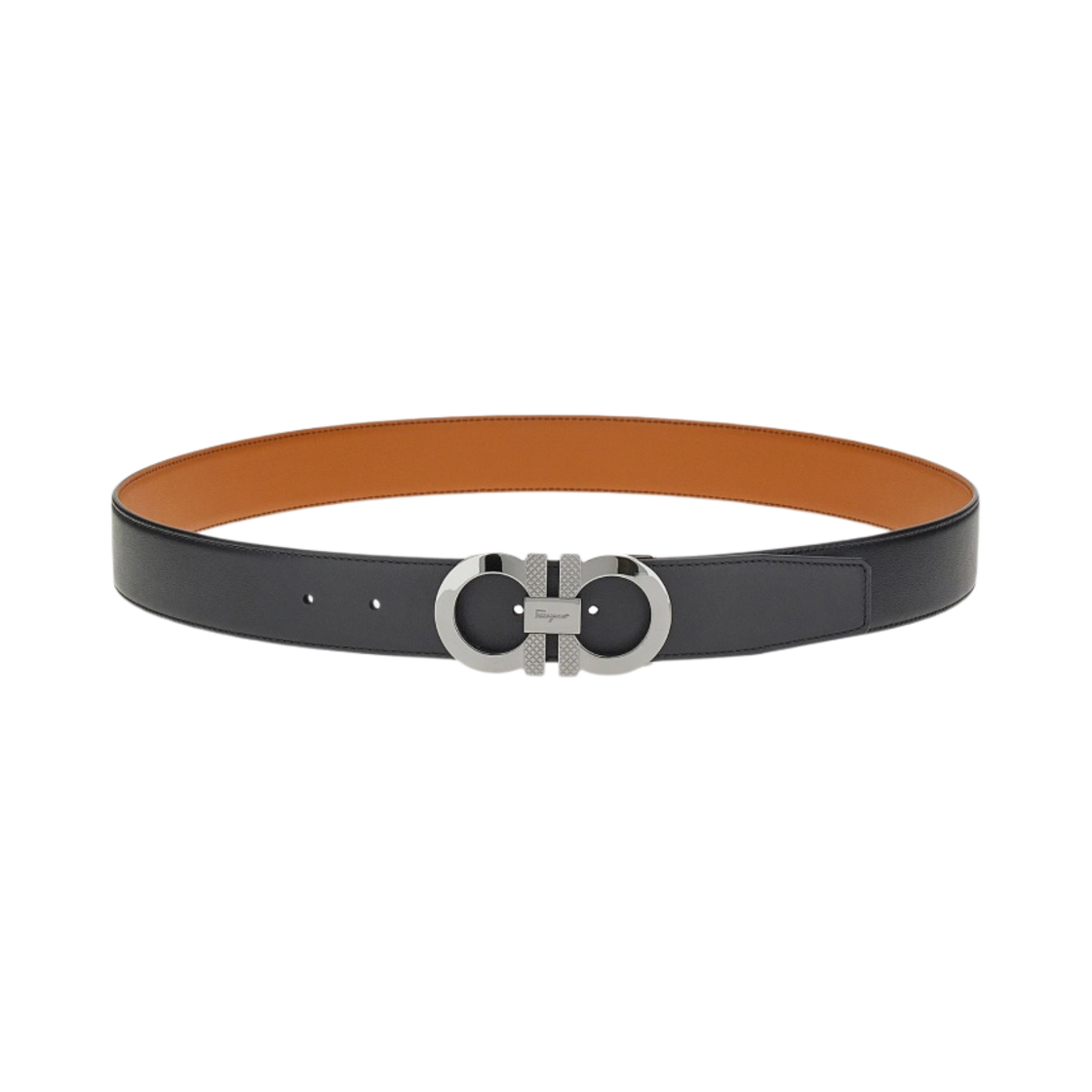 페라가모 투톤 리버시블 어드저스터블 간치니 벨트 블랙 비쿠냐(Ferragamo Two Tone Reversible and Adjustable Gancini Belt Black Vicuna) - 2