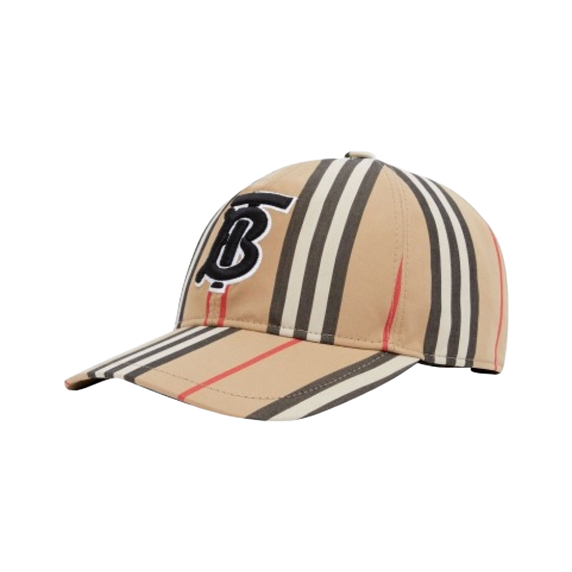 8026924 Burberry Monogram Motif Icon Stripe Cotton Baseball Cap Archive Beige