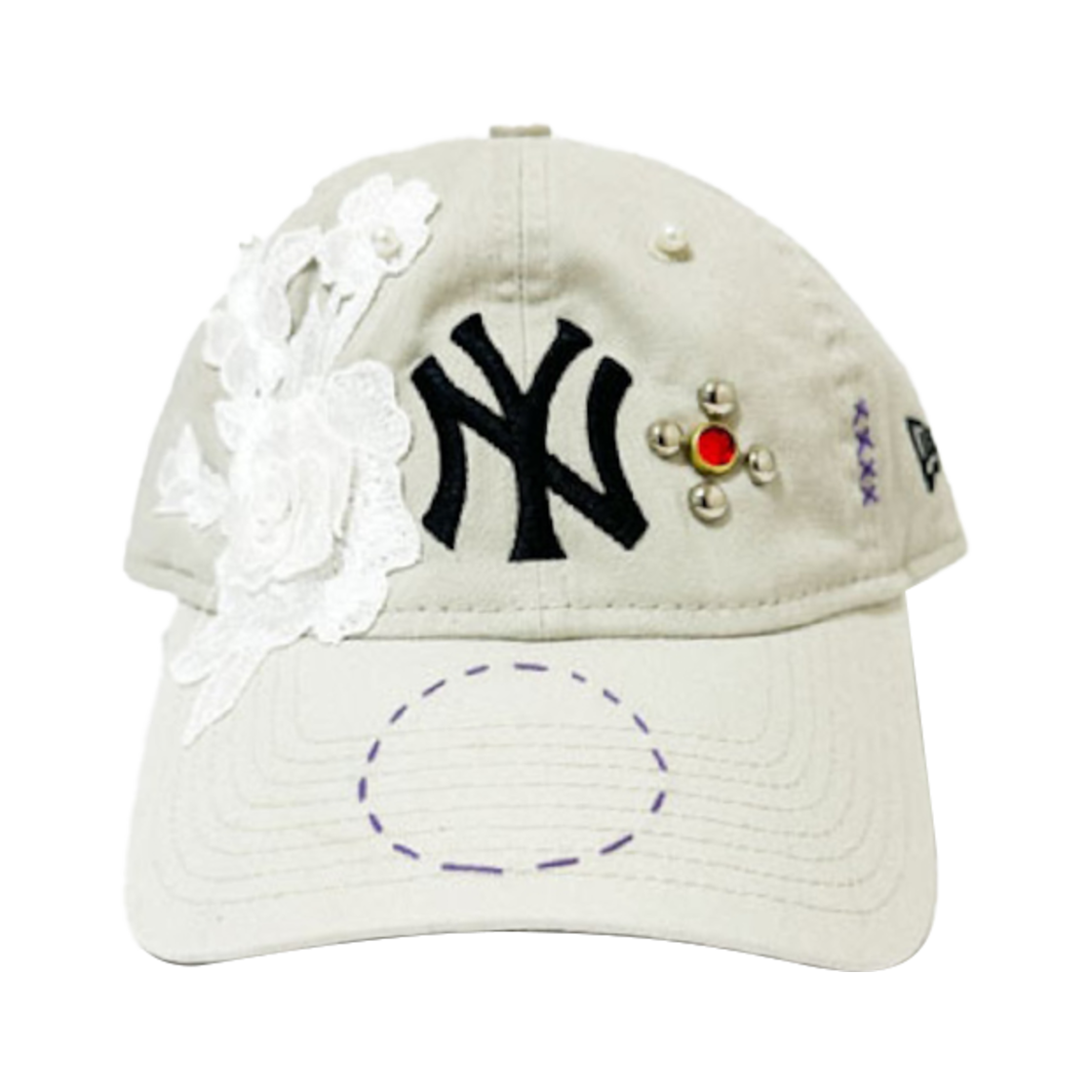 알앤코 아파치 더블유엘비 레이스 커스텀 데드 캡 뉴욕 화이트 #01(R&Co. Apache Wlb LAce Custom Dad Cap NY White #01)