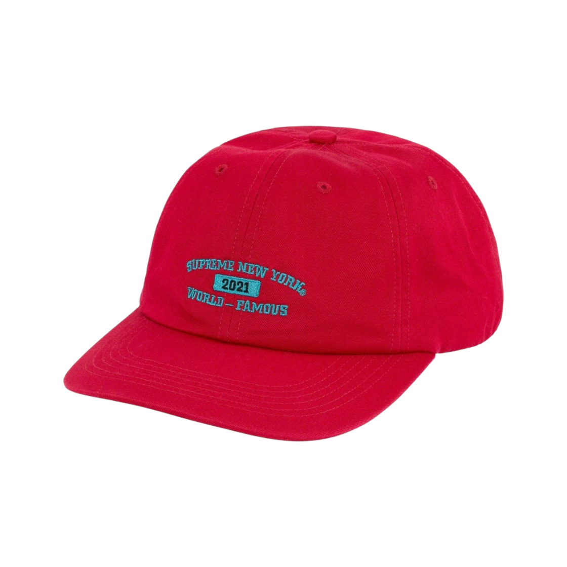 슈프림 월드 페이머스 6-패널 캡 레드 - 21SS