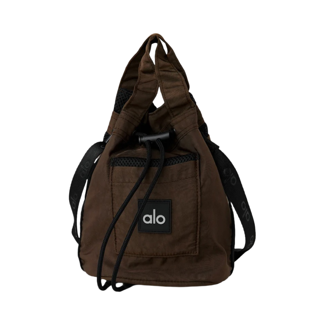 A0214U Alo Yoga Cross Body Bucket Bag Espresso Black