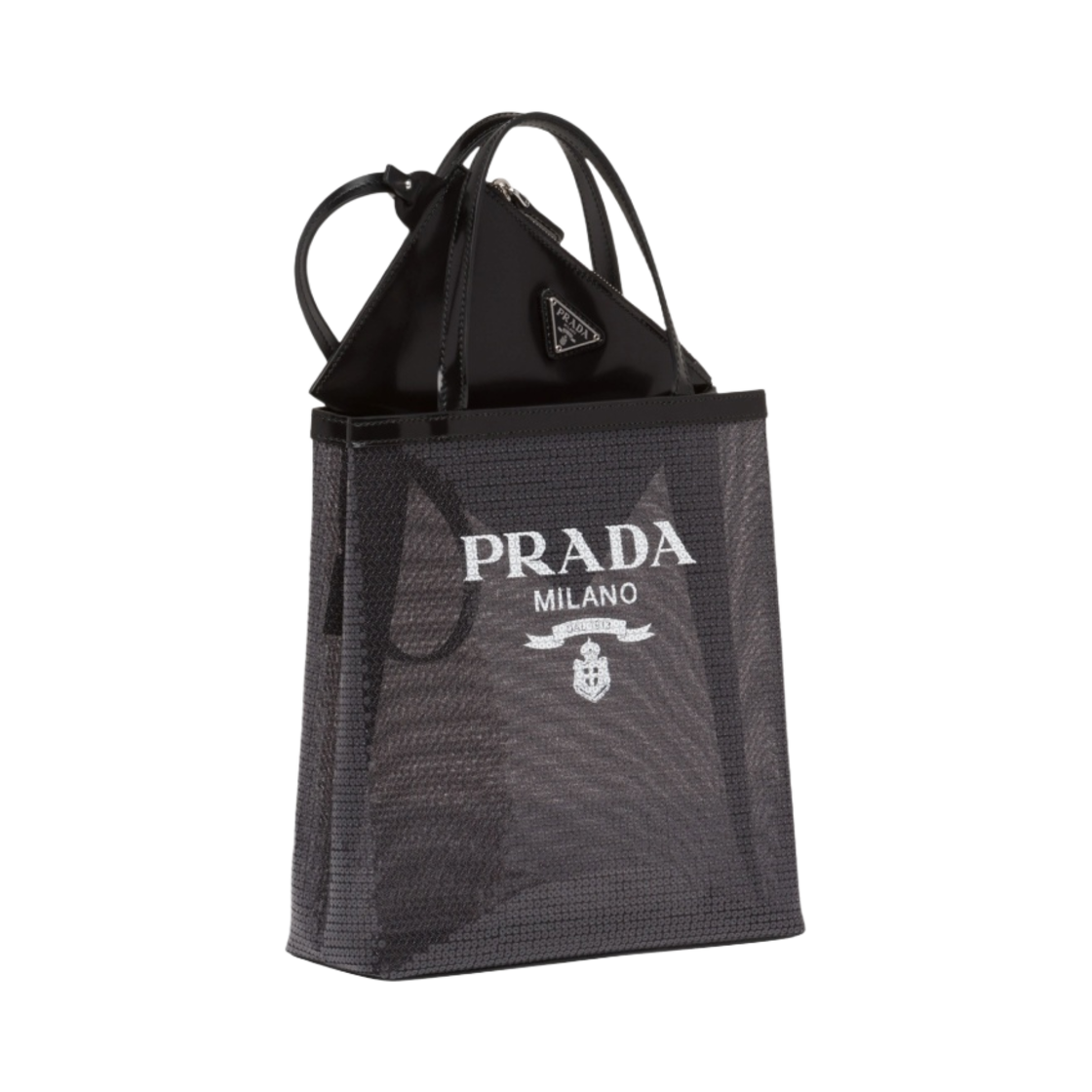 프라다 스몰 세퀸 메쉬 토트백 블랙(Prada Small Sequined Mesh Tote Bag Black) - 4
