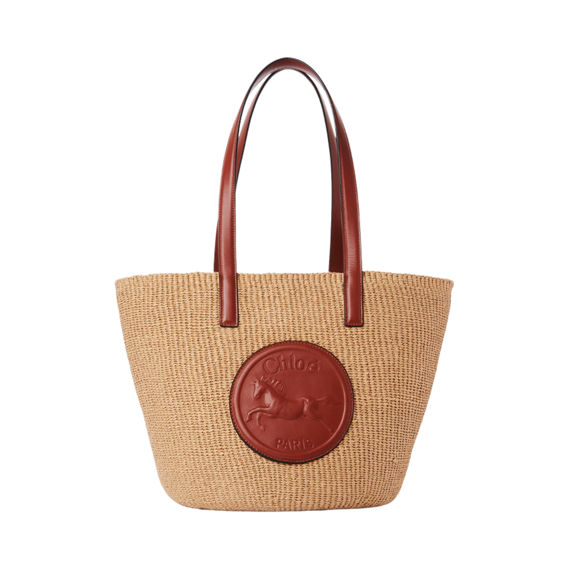 CHC25SS591O8227S Chloe Large Horse Medal Basket Sepia Brown