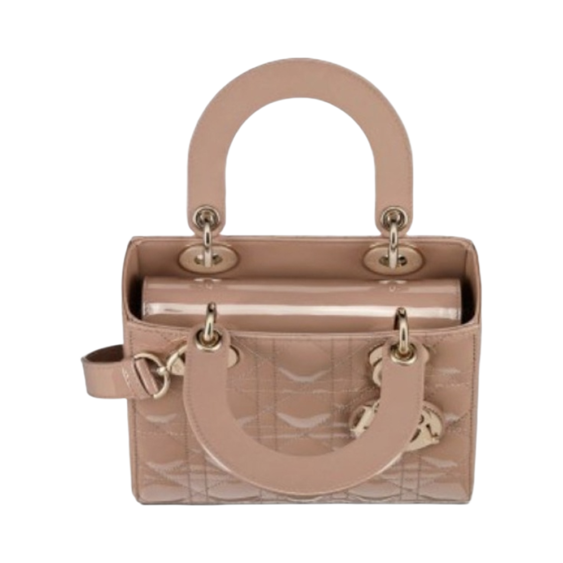 디올 스몰 레이디백 페이턴트 까나쥬 카프스킨 웜 토프(Dior Small Lady Bag Patent Cannage Calfskin Warm Taupe) - 3