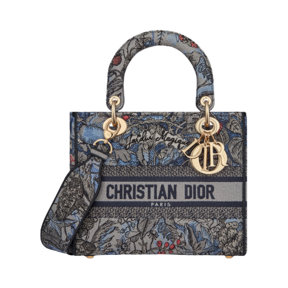 디올 미디움 레이디 D 라이트 백 데님 멀티컬러 디올 쟈뎅 매지크 자수(Dior Medium Lady D Lite Bag Denim Multicolor Dior Jardin Magique Embroidery) - 1