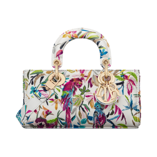Dior Small Lady D-Joy Bag White Multicolor Toile Fantastica Print Embroidery