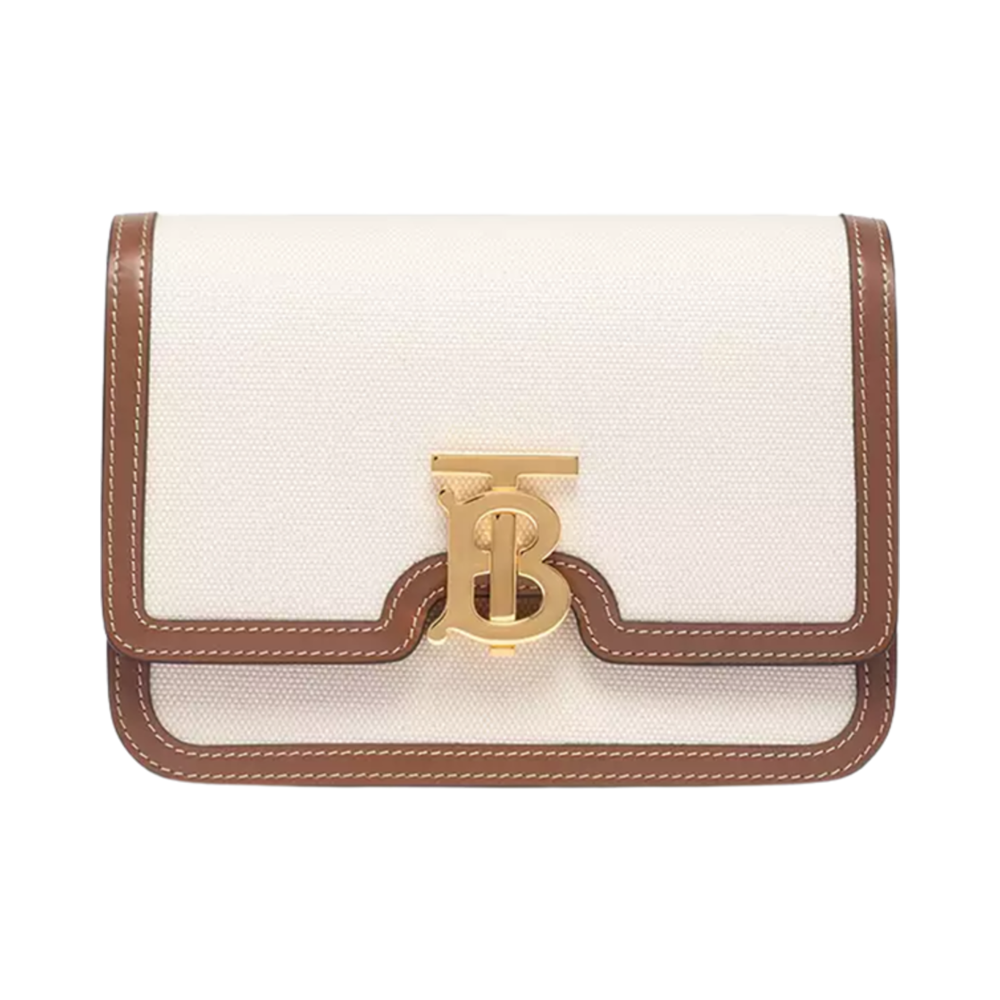 버버리 투톤 캔버스 레더 스몰 TB 백 내츄럴 몰트 브라운(Burberry Two-Tone Canvas Leather Small TB Bag Natural Malt Brown) - 1